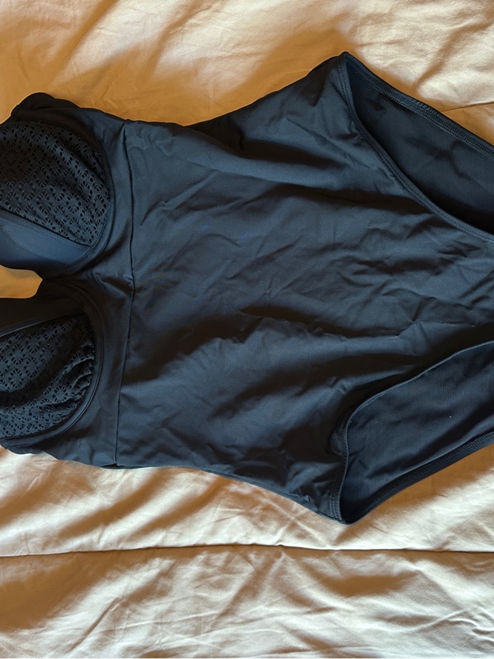 Cupshe Black One-Piece Swimsuit with Crochet Bust Detail